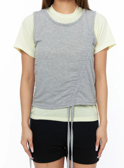 Casual Layered Set With Sleeveless Top CA517