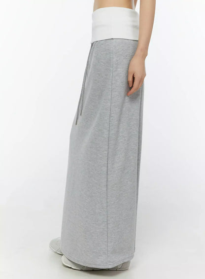 Casual Foldover Maxi Skirt IU509