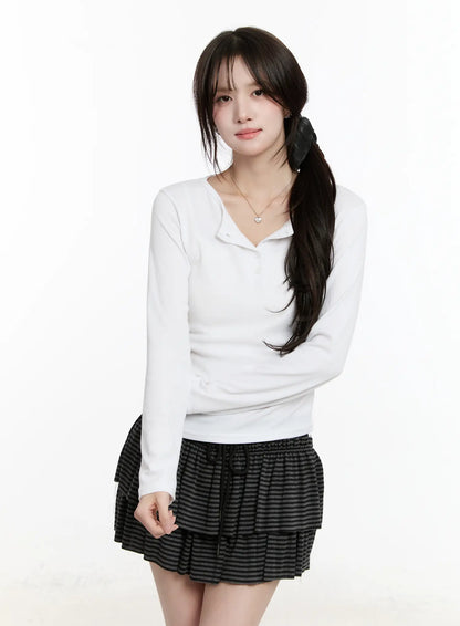 Button Accent Long Sleeve Top CM510