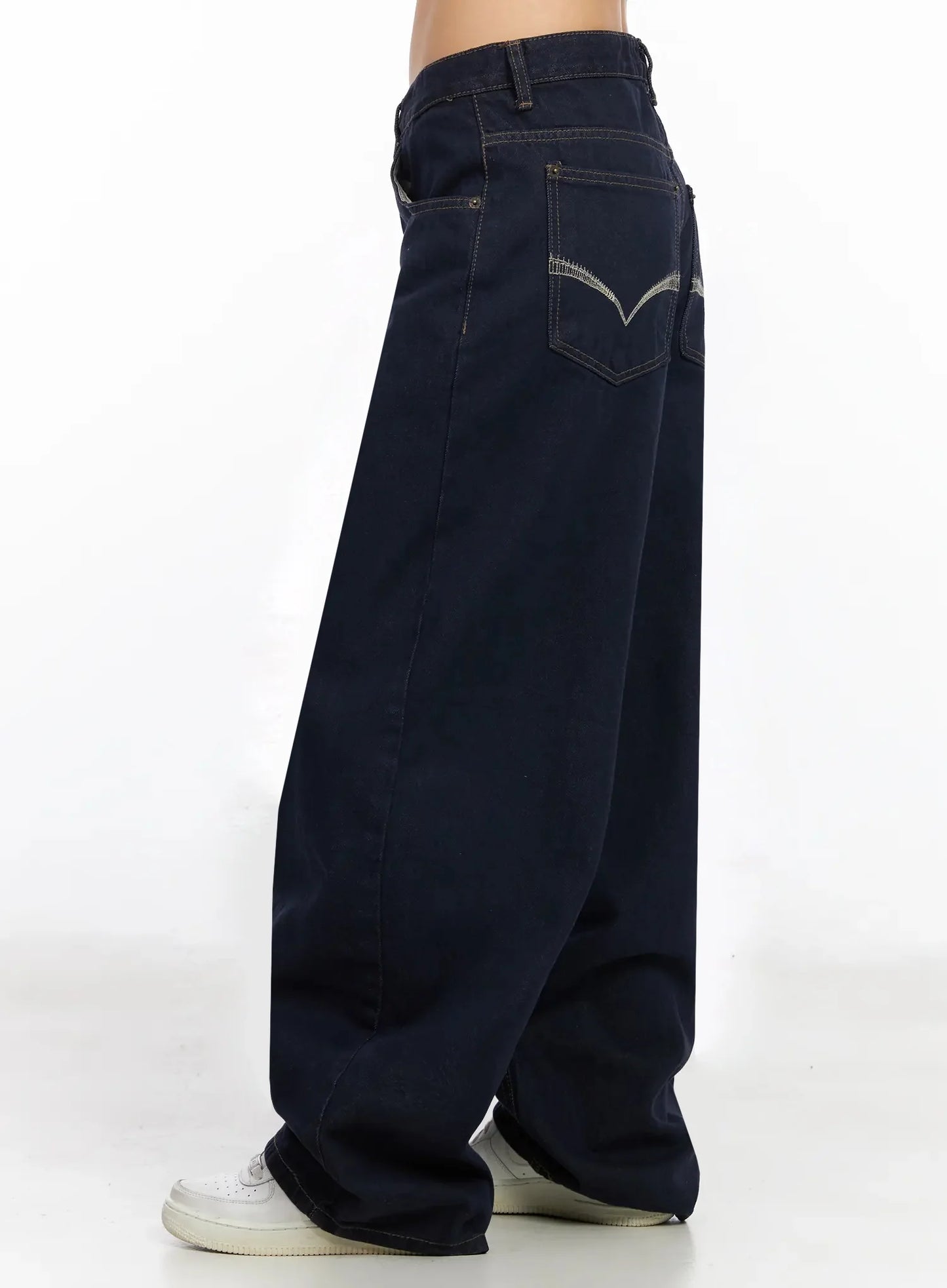 Annette Dark-Wash No-Fade Baggy Jeans IA507