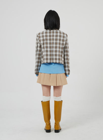 Check Pattern Crop Blazer OF310