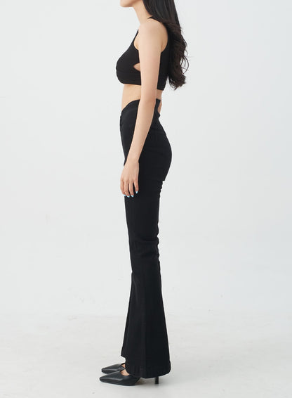 Banded Boot-Cut Highwaisted Pants IJ23