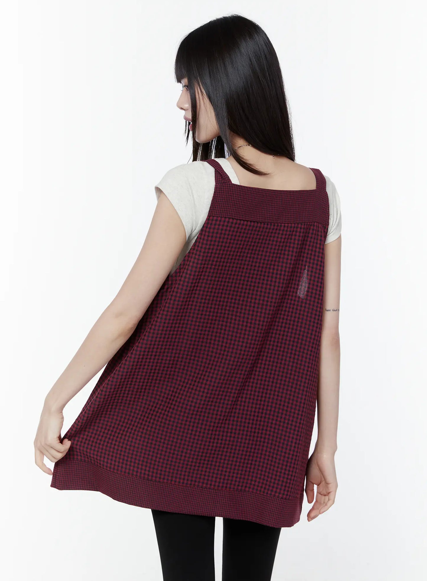 Button Accent Plaid Mini Dress CU508