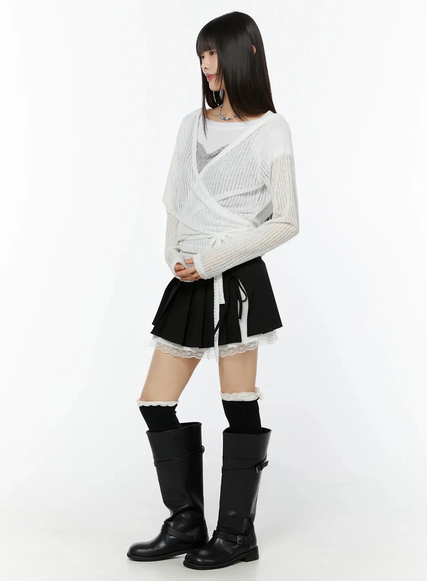 Chic Lace Wrap Hoodie Cardigan IU518