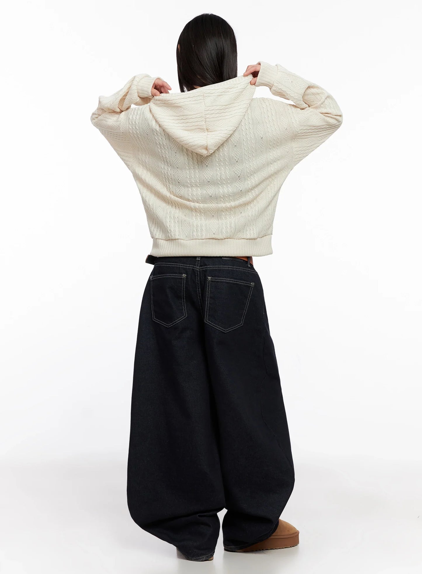 Cable Knit Zip-Up Hoodie IN503