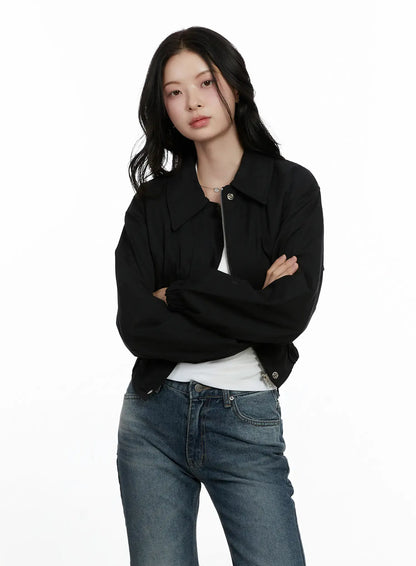Casual Cropped Utility Jacket F502