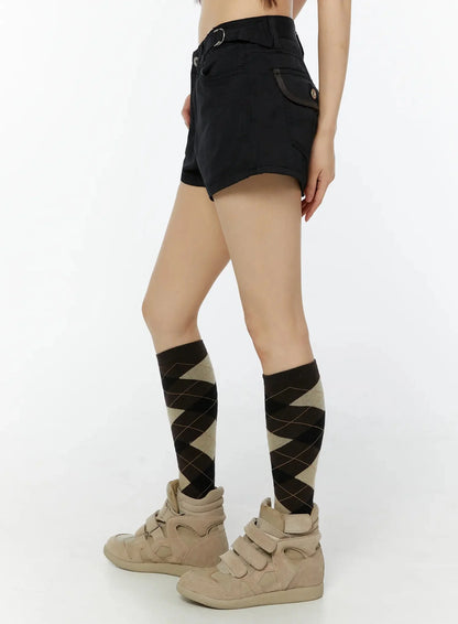 Black Cargo Pocket Shorts IU518