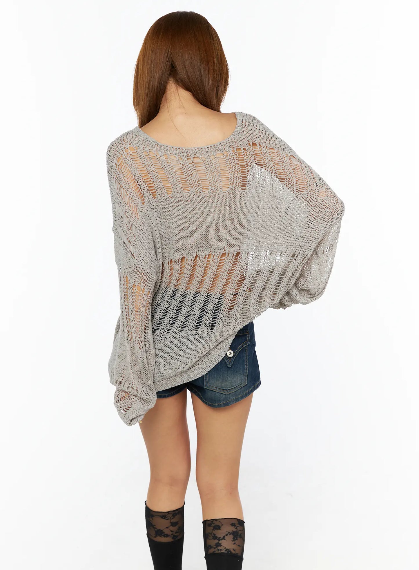 Casual Distressed Long Sleeve Sweater CU517