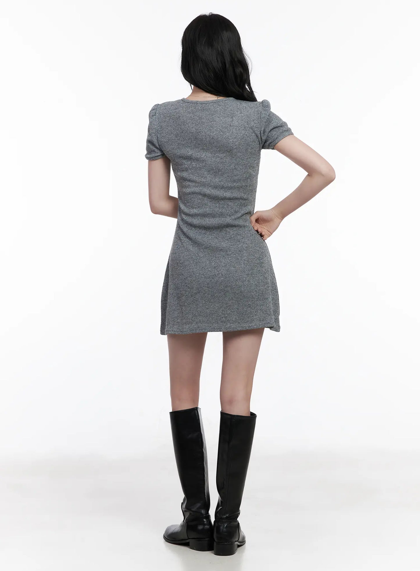Bow Accent Short Sleeve Mini Dress CA509