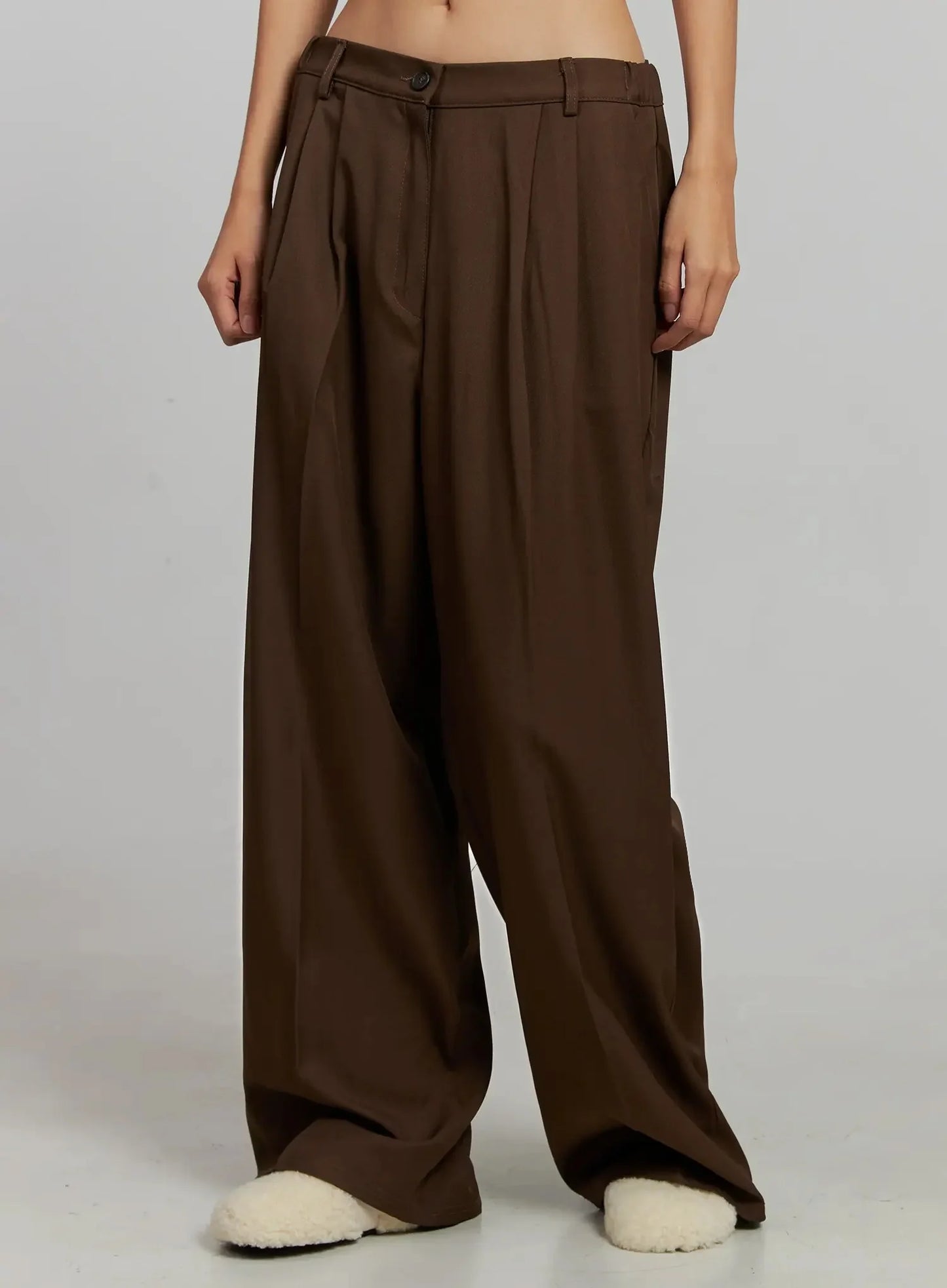 Brown Pleated Slacks IJ505