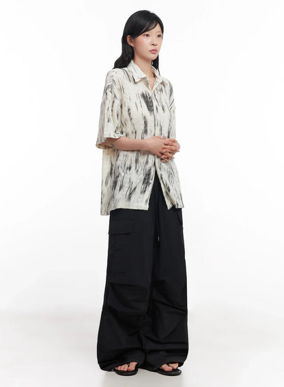 Black Utility Wide-Fit Cargo Pants IC503