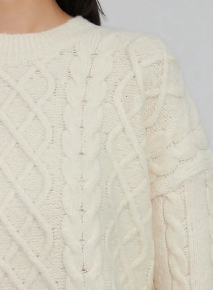 Cable Knit Crew Neck Sweater ID516
