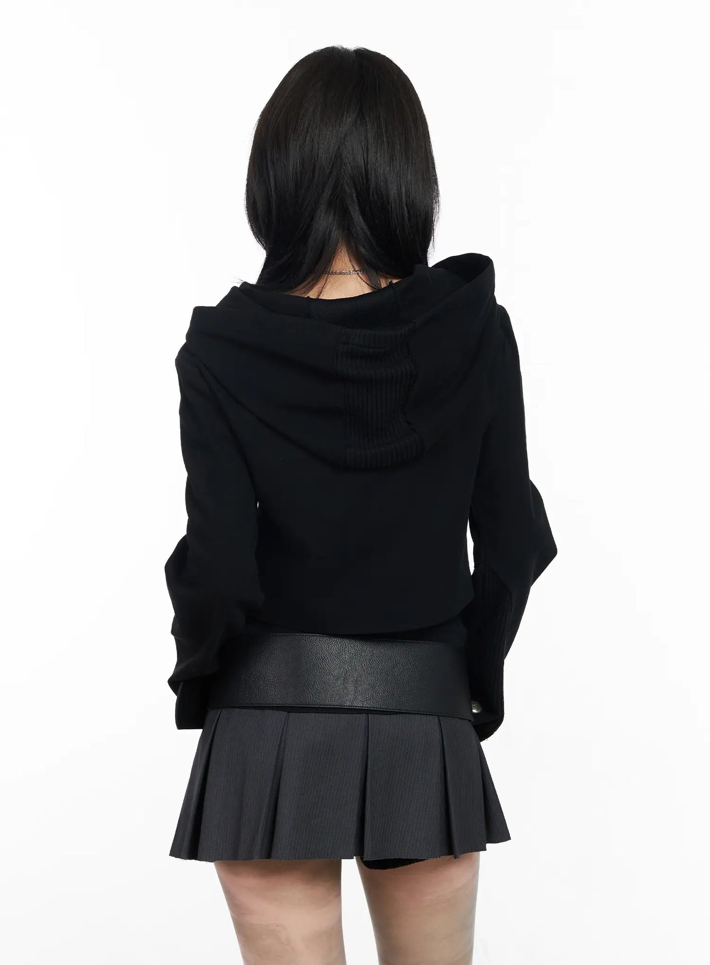 Asymmetric Button-Detail Hoodie CF527