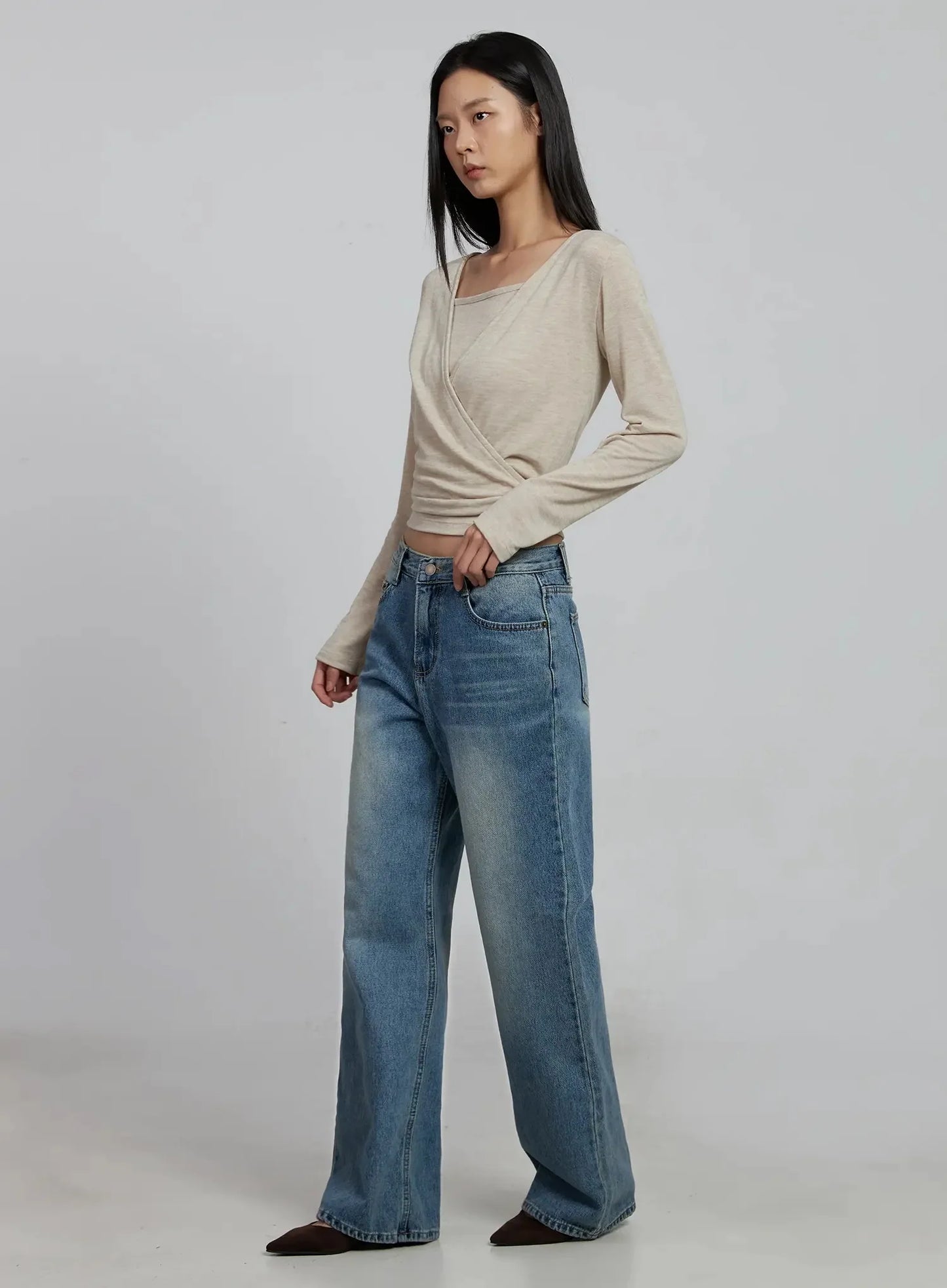 Casual Wrap V-Neck Top Set IM520
