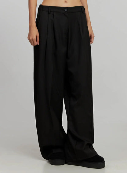 Black Oversized Slacks IJ505
