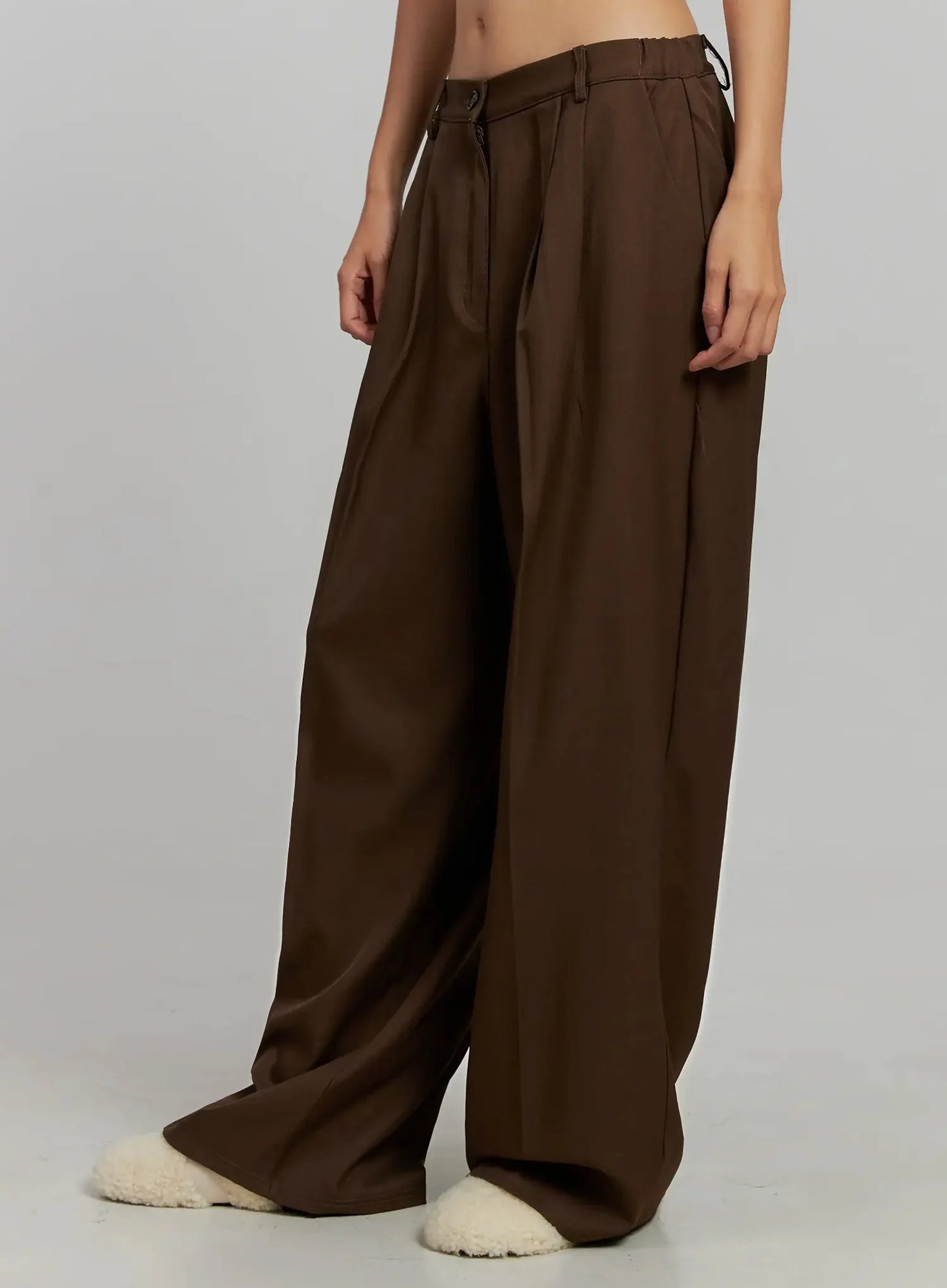 Brown Pleated Slacks IJ505