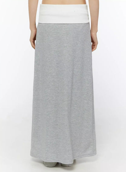 Casual Foldover Maxi Skirt IU509