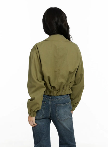 Casual Cropped Utility Jacket F502