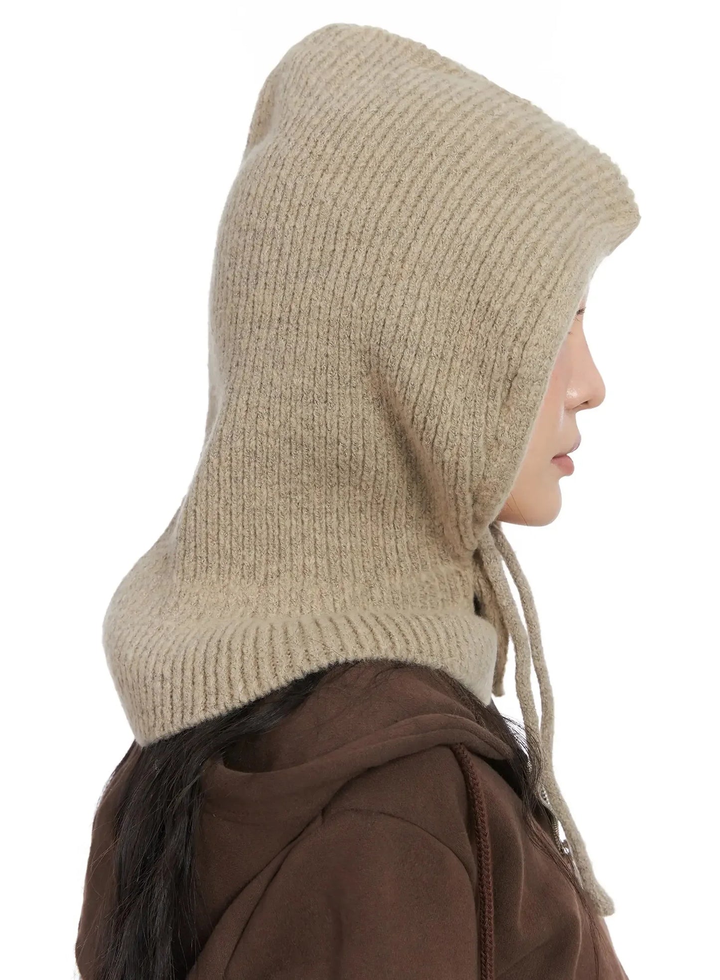 Buttoned Knit Hood Hat IN528