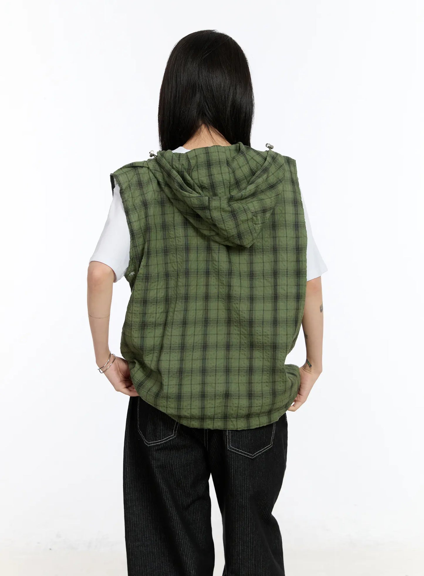 Checkered Hooded Vest CA506