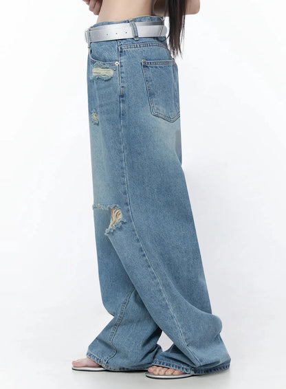 Ares Wide Leg Distressed Jeans IU512
