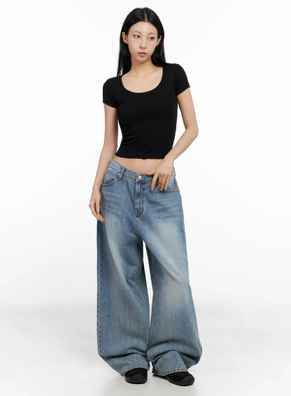 Basic Ribbed Cropped Tee IG508