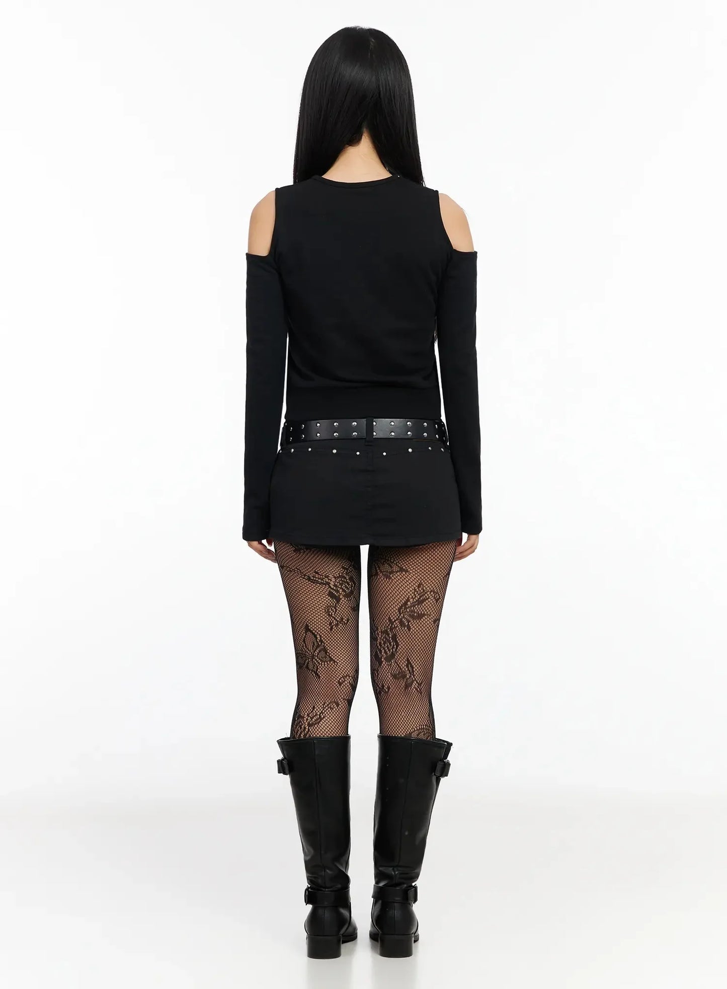 Chic Shoulder Cut-Out Zip-Up Top IA507