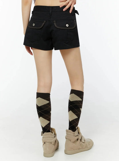 Black Cargo Pocket Shorts IU518