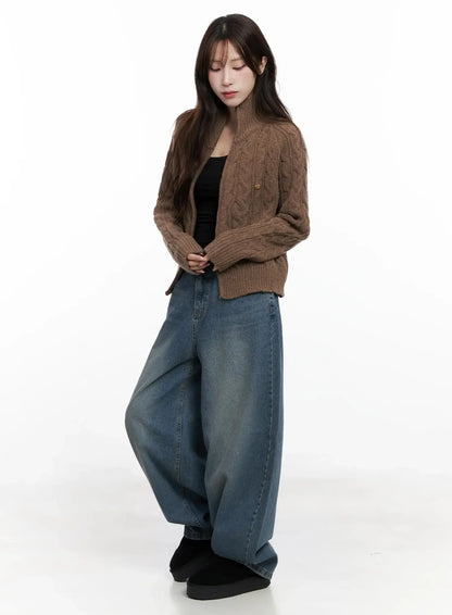 Cable Knit Zip-Up Jacket IN525