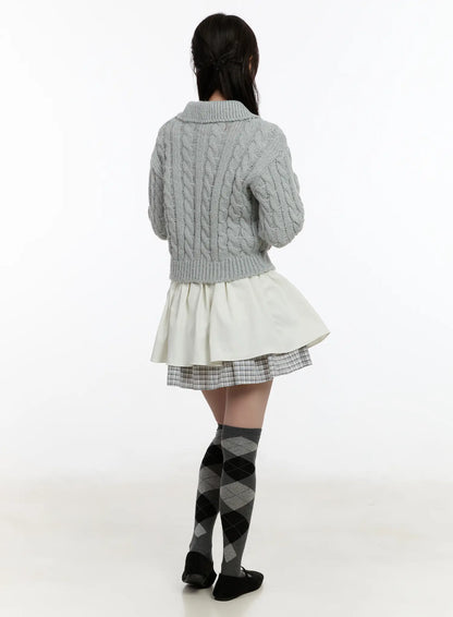 Cable Knit Zip-Up Jacket CM510