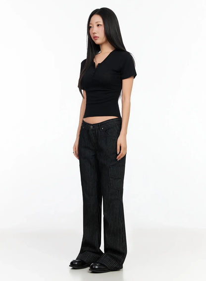 Buttoned Slim Fit T-Shirt CA513