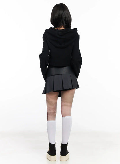 Asymmetric Button-Detail Hoodie CF527