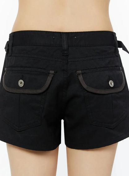 Black Cargo Pocket Shorts IU518