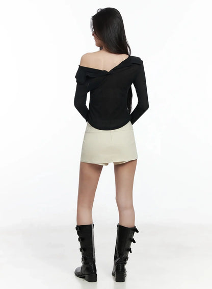 Asymmetric Off-Shoulder Collar Top IM503