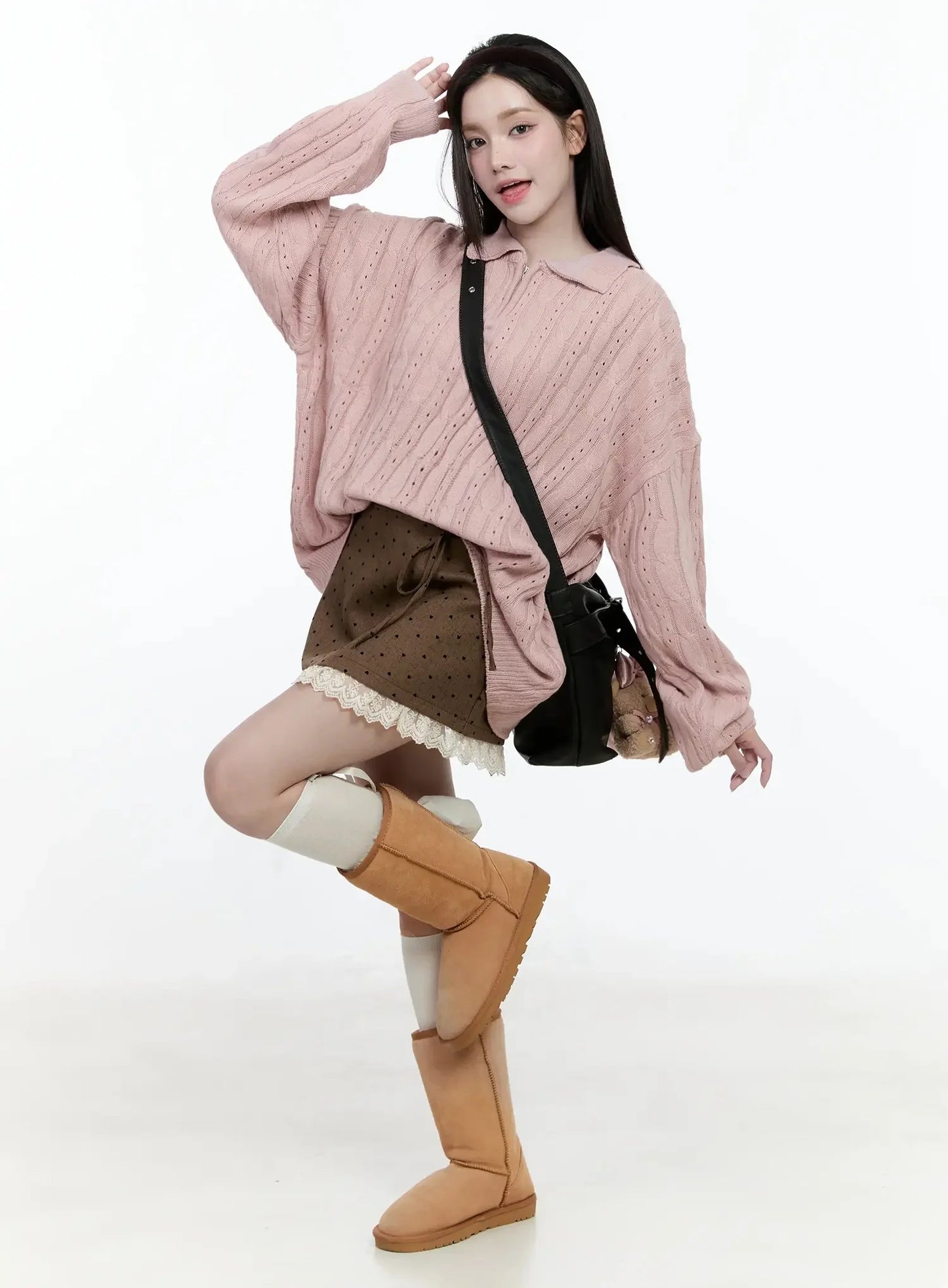 Cable Knit Half-Zip Sweater IO520