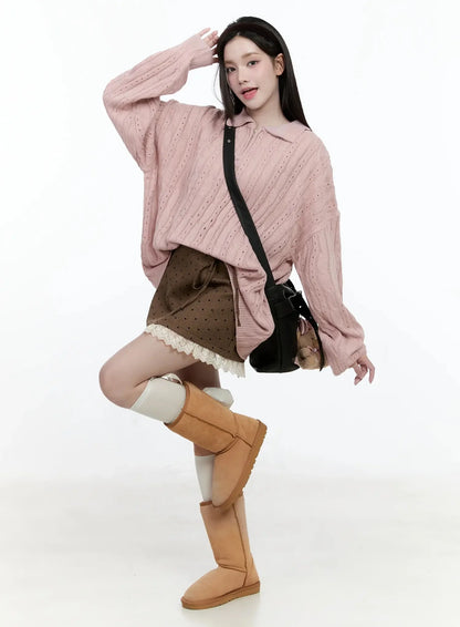 Cable Knit Half-Zip Sweater IO520