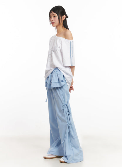 Angel One-Shoulder Stripe T-Shirt IY502