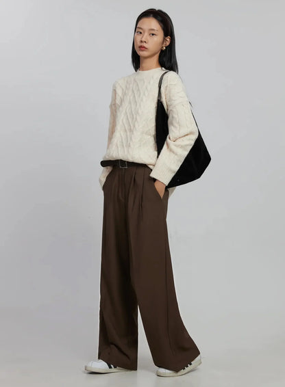 Cable Knit Crew Neck Sweater ID516