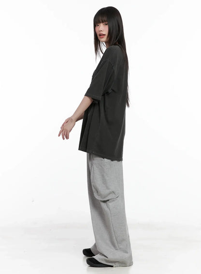 Casual Wide-Leg Cargo Sweatpants IL531