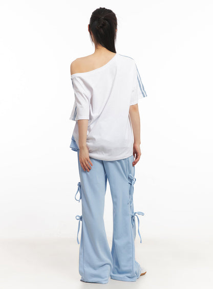 Angel One-Shoulder Stripe T-Shirt IY502