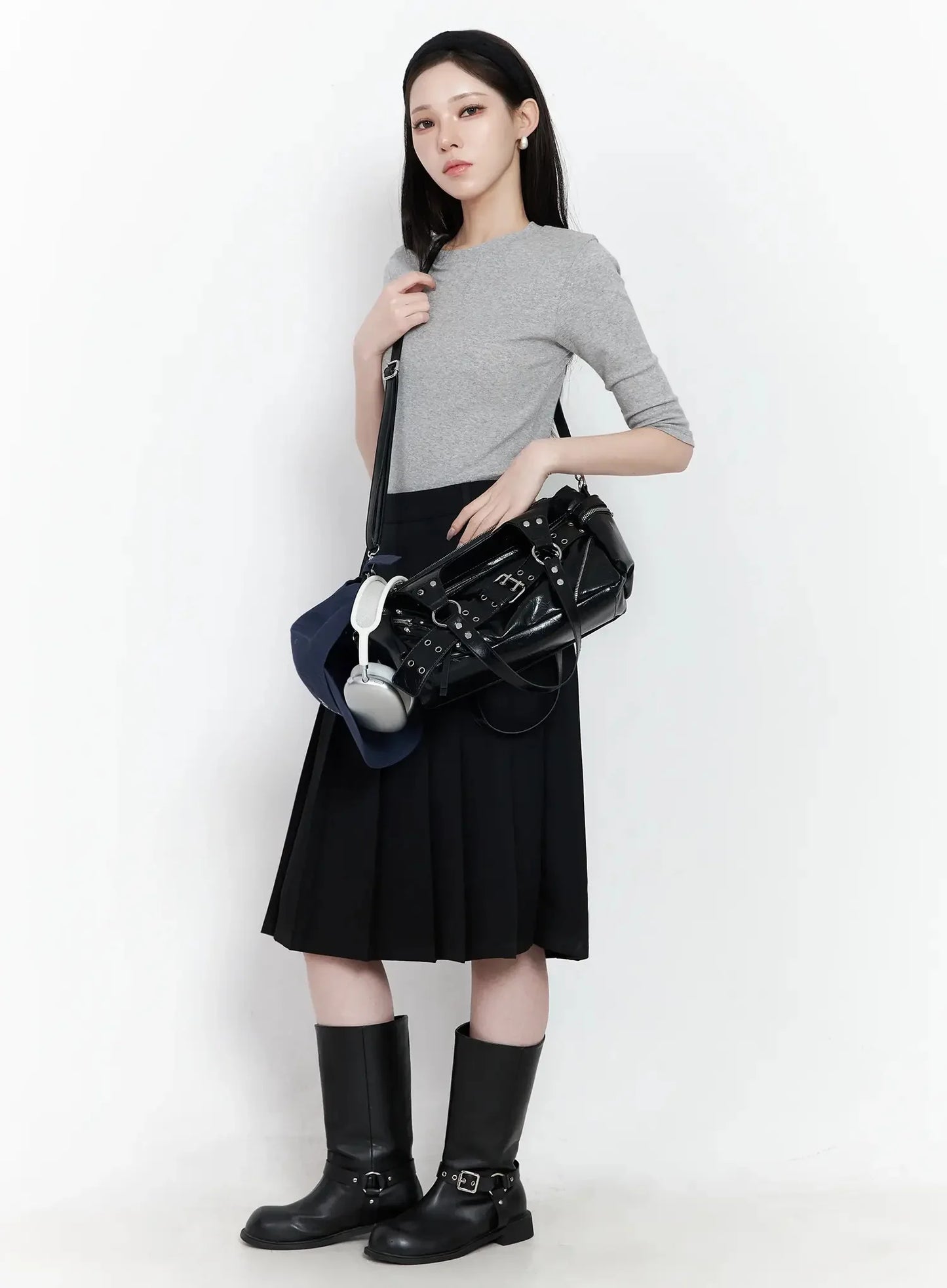 Basic Pleated Midi Skirt IF502