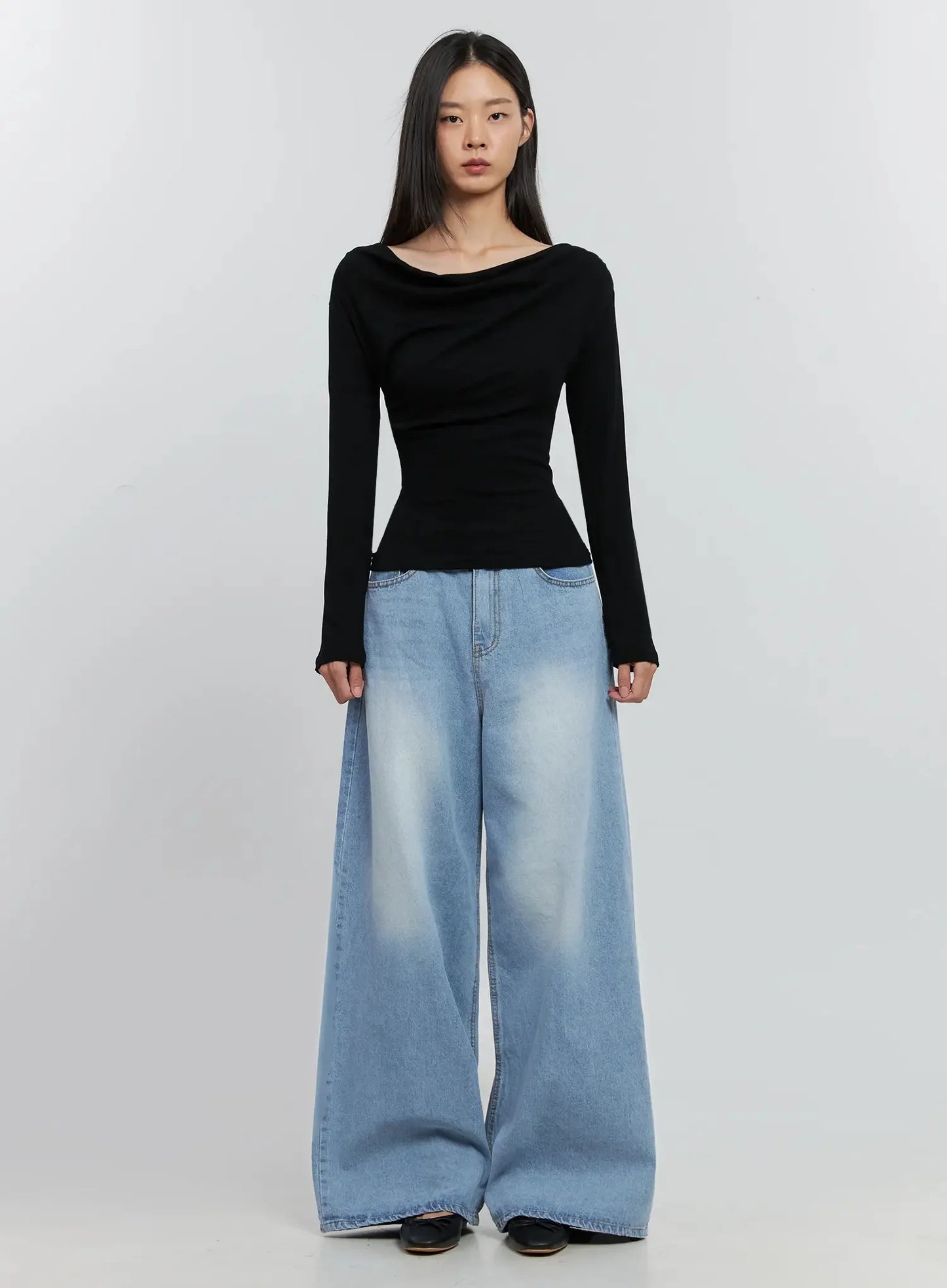 Asymmetric Long Sleeve Top IS516