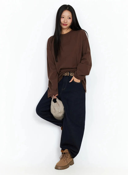 Annette Dark-Wash No-Fade Baggy Jeans IA507