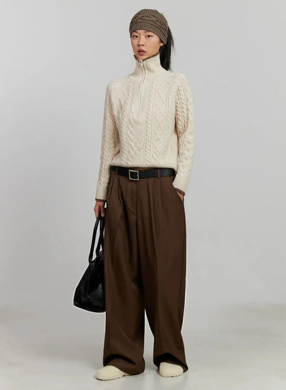Brown Pleated Slacks IJ505