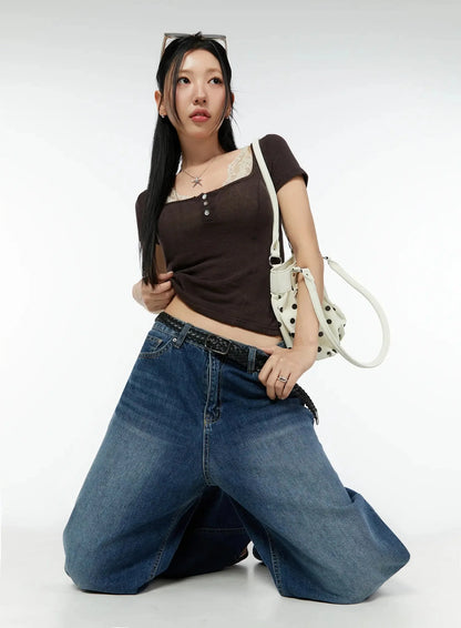 Amos Wide-Leg Washed Jeans IU522