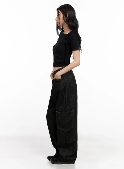 Asymmetric Shoulder-Tie T-Shirt IG508