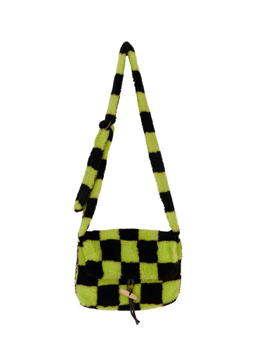 Checker Faux Faur Crossbody Bag IF511