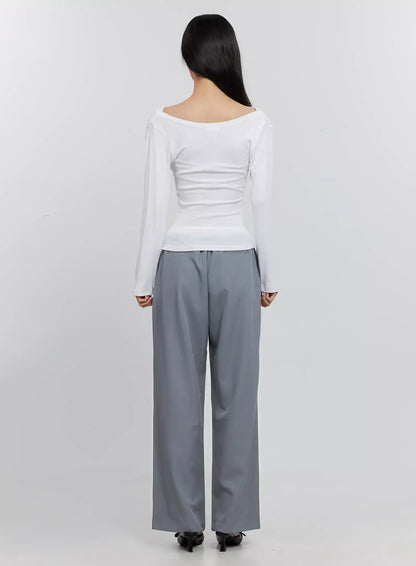 Asymmetric Long Sleeve Top IS516