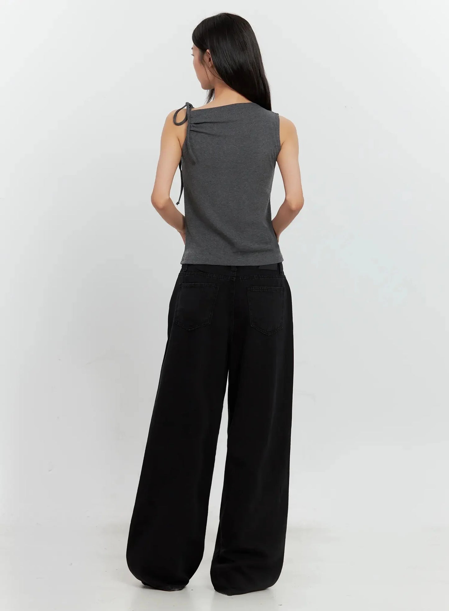Asymmetric High Neck Tank Top IL528
