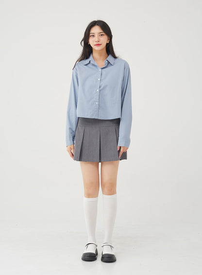 Basic Tone Down Color Crop Shirt BG23